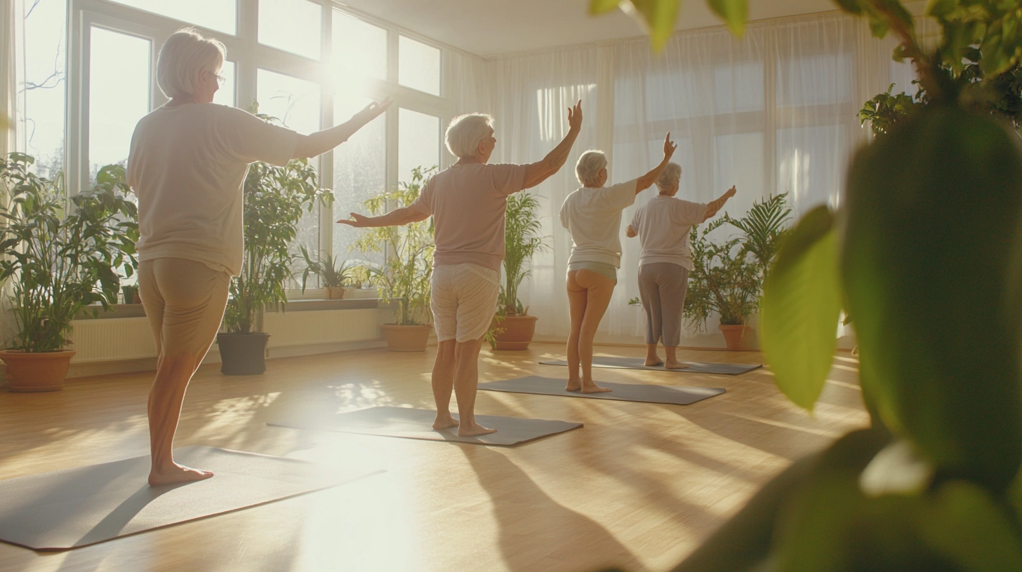 Групове заняття м'якою йогою для старшого віку